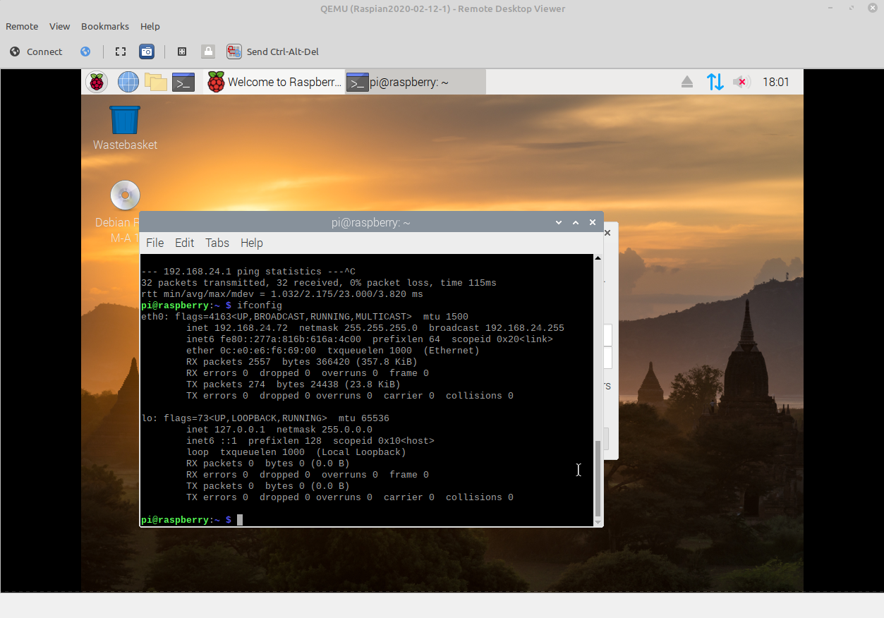 Raspberry Pi Desktop running in GNS3